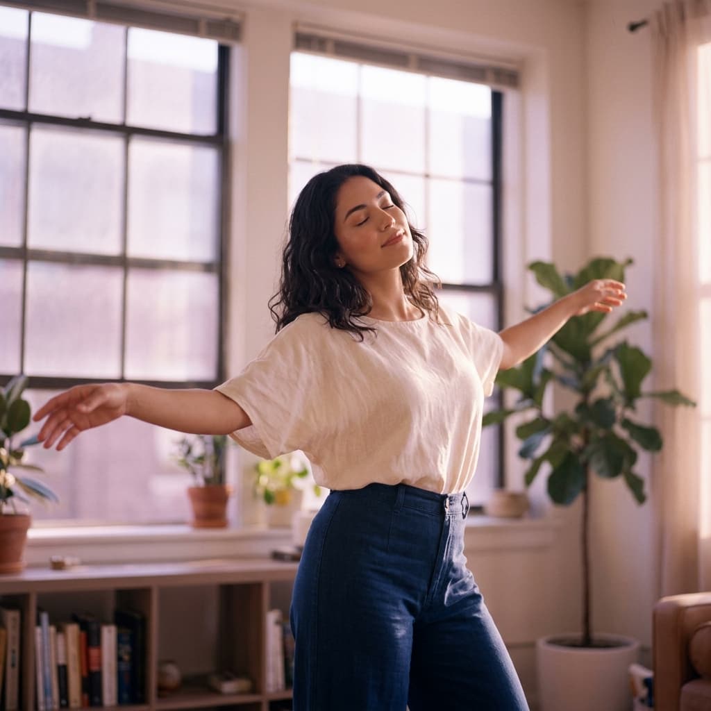 Mujer practicando grounding y respiración para ansiedad post narcisista