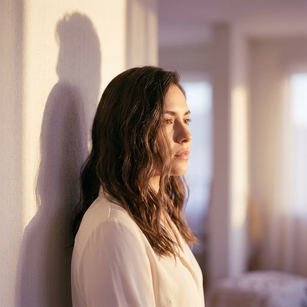 Mujer atrapada en la manipulación emocional del hoovering narcisista