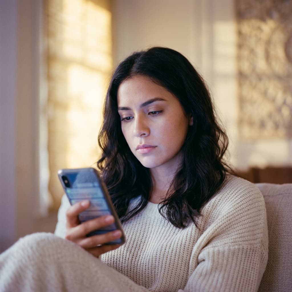 Mujer reflexionando sobre atención genuina y love bombing en relaciones narcisistas