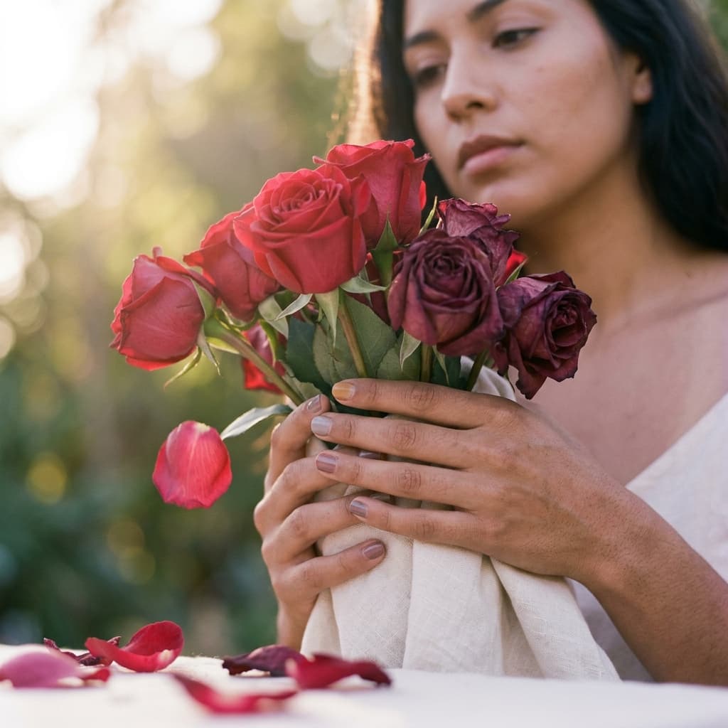 Mujer experimentando emociones intensas al inicio de una relación narcisista