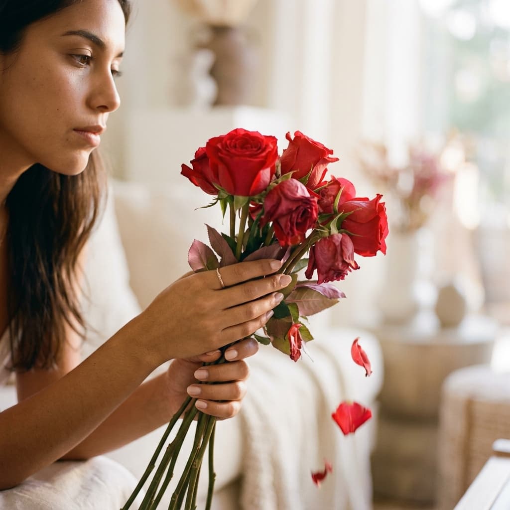 Mujer reflexionando sobre señales de love bombing en pareja narcisista